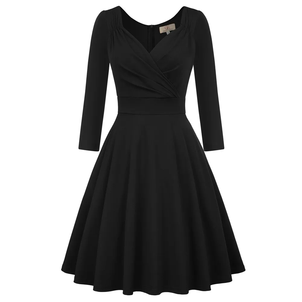 GRACE KARIN 3/4 Sleeve Flared Wrap V-Neck Swing Dress Cocktail Wedding Guest Party Dress For Women A30
GRACE KARIN 3/4 Sleeve Flared Wrap V-Neck Swing Dress Cocktail Wedding Guest Party Dress For Women A30