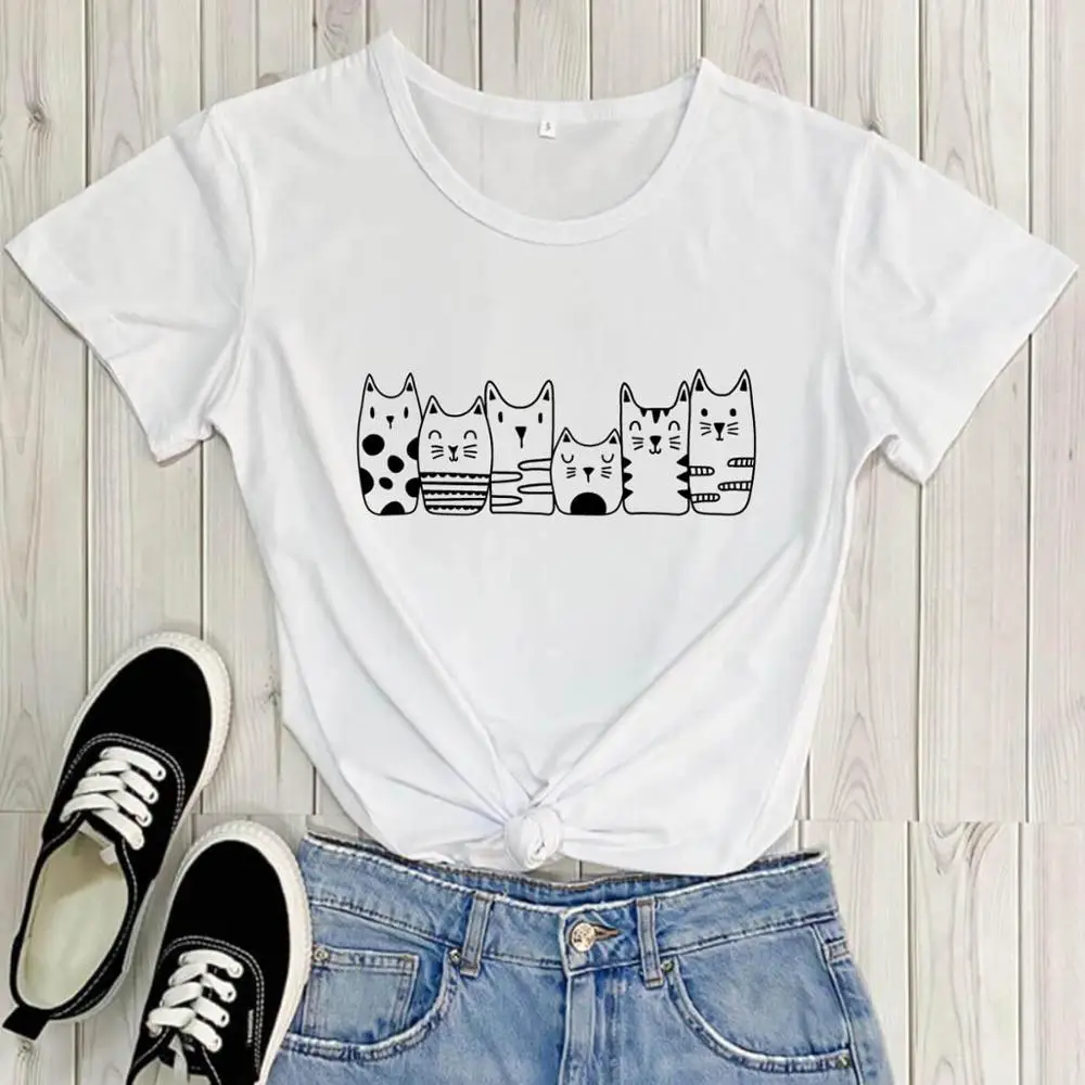 

Cute Cats Graphic Printed Funny Shirt New Arrival Casual 100%Cotton Funny T Shirt Cat Mom Shirt Cat Lover Gift Tees