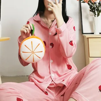 New Fresh Oil Painting Small Strawberry Cardigan Long-Sleeved Trousers Spring And Autumn Thin Pajamas Ladies Home Service
New Fresh Oil Painting Small Strawberry Cardigan Long-Sleeved Trousers Spring And Autumn Thin Pajamas Ladies Home Service