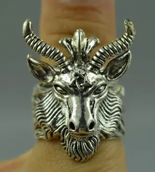 China Tibet Silver copper Carved Vivid Sheep Head Amulet Unique Ring Collectible
China Tibet Silver copper Carved Vivid Sheep Head Amulet Unique Ring Collectible