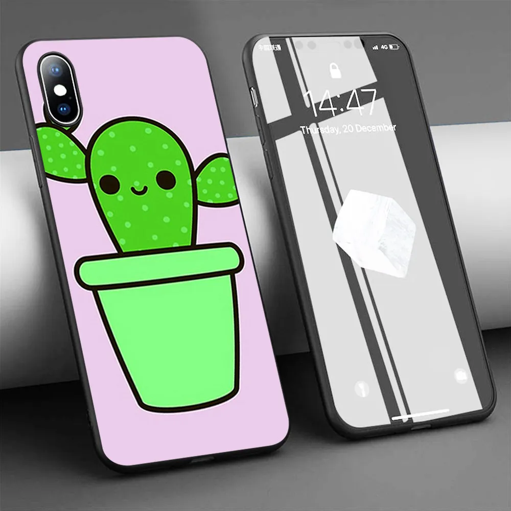 Фото Чехол с милым КАКТУСОМ в зеленом горшке Мягкий силиконовый чехол для телефона