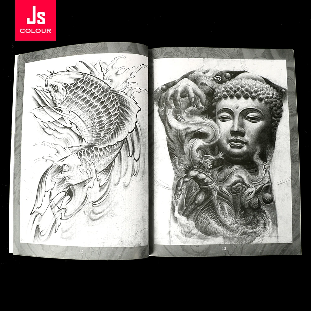 

New Tattoo Book Manuscript Superior Album Patterns of The Dragon God Skull Traditional Character Fit for Tattoo Accessories