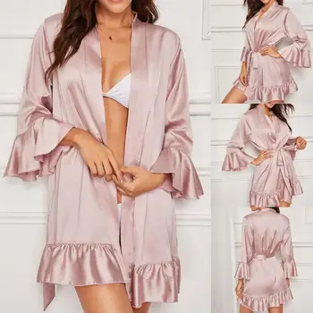 Women's Satin Silk Woman Lace Robe Female Lace Bathrobe Womens Robes Sleepwear Ladies Sexy Robe For Women Drop Shipping 2019
Women's Satin Silk Woman Lace Robe Female Lace Bathrobe Womens Robes Sleepwear Ladies Sexy Robe For Women Drop Shipping 2019