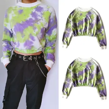 Womens Long Sleeve Short Crop Top Rainbow Tie-Dye Gradient Colored Sweatshirt Round Neck Elastic Hem Pullover Hip Hop Streetwear
Womens Long Sleeve Short Crop Top Rainbow Tie-Dye Gradient Colored Sweatshirt Round Neck Elastic Hem Pullover Hip Hop Streetwear