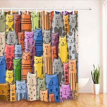 Colorful Cat Printed Bath Waterproof Curtain 3D Polyester Fabric Shower Curtain with 12 Hooks for Mildew Proof Bathroom Decor 18
Colorful Cat Printed Bath Waterproof Curtain 3D Polyester Fabric Shower Curtain with 12 Hooks for Mildew Proof Bathroom Decor 18