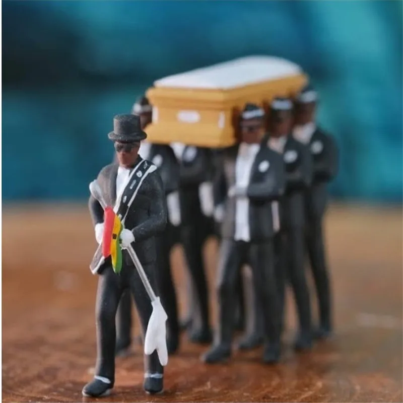 High Quality 1:1 Cosplay Ghana Dancing Pallbearers Coffin Dance Figure Action Funeral Dancing Team Display Funny Accessories
High Quality 1:1 Cosplay Ghana Dancing Pallbearers Coffin Dance Figure Action Funeral Dancing Team Display Funny Accessories