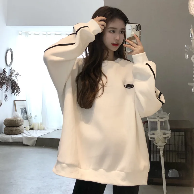 Women Sweatshirt Thick Plus Velvet Student Style Streetwear Harajuku Stylish Leisure Chic Trendy Popular Hoodies Womens New
Women Sweatshirt Thick Plus Velvet Student Style Streetwear Harajuku Stylish Leisure Chic Trendy Popular Hoodies Womens New