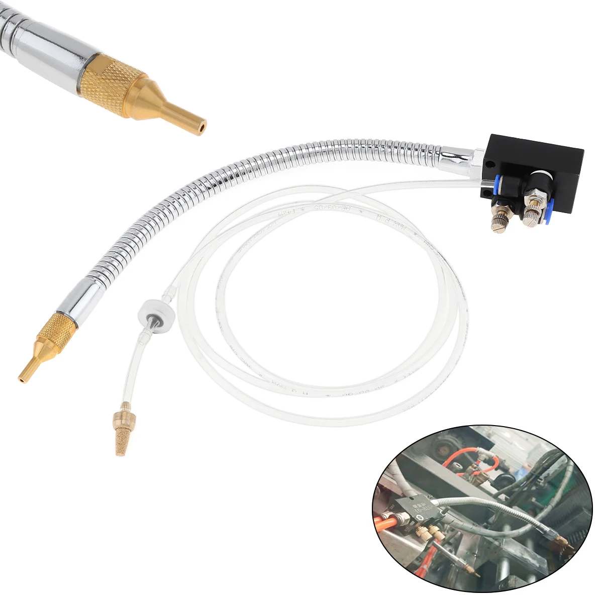 Mist Coolant Lubrication Spray System wit Check Valve and Stainless Steel Flexible Pipe Metal Cutting Engraving Cooling Machine
Mist Coolant Lubrication Spray System wit Check Valve and Stainless Steel Flexible Pipe Metal Cutting Engraving Cooling Machine