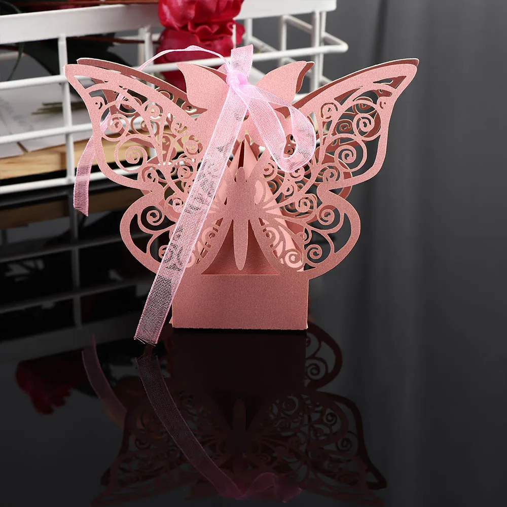 50pcs hollow butterfly chocolate paper candy box gift boxes w