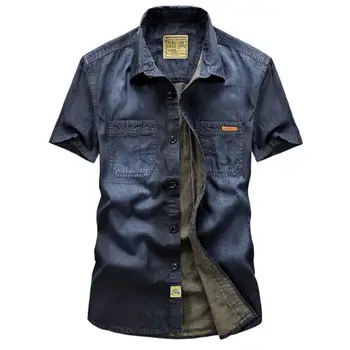 Man Casual Denim Shirts Solid High Quality Jeans Blouse Men Short Sleeve military Cotton Shirts Loose Plus Size 4XL 2020 w739
Man Casual Denim Shirts Solid High Quality Jeans Blouse Men Short Sleeve military Cotton Shirts Loose Plus Size 4XL 2020 w739
