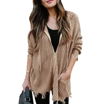 Laamei Chic Hooded Sweater Women Zipper Cardigan Ripped Sweater Fashion Long Sleeve Cadigans Spring Autumn Knit Outwear Coat
Laamei Chic Hooded Sweater Women Zipper Cardigan Ripped Sweater Fashion Long Sleeve Cadigans Spring Autumn Knit Outwear Coat