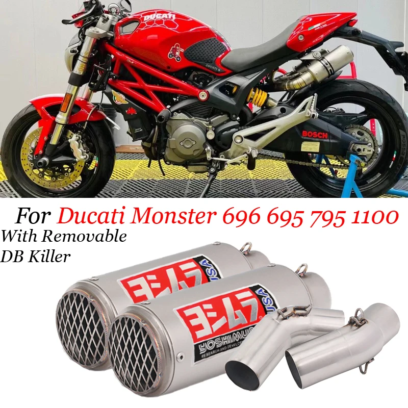 Фото Для Ducati Monster 659 696 695 795 1100 выхлопная труба слипоны Hypermotard 796 мотоцикл Средней трубы 51