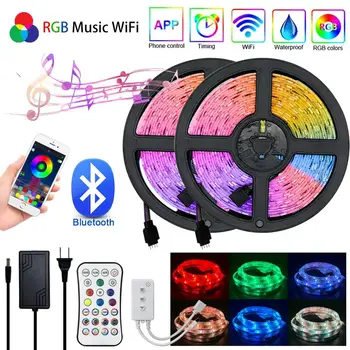 WIFI Control RGB 5050 Bluetooth LED Strip Lights SMD2835 Flexible Ribbon Waterproof LED Light Tape Diode DC 12V Remote Control
WIFI Control RGB 5050 Bluetooth LED Strip Lights SMD2835 Flexible Ribbon Waterproof LED Light Tape Diode DC 12V Remote Control