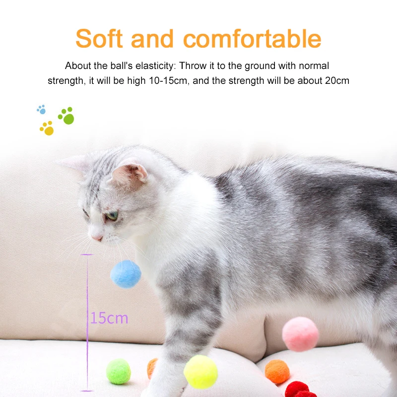 10\20\30 PCS Cute Funny Cat Toys Stretch Plush Ball Ball Creative Colorful Interactive Cat Toys Pet Cat Exercise Toys Pet Toys