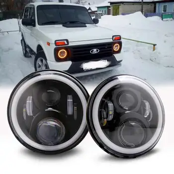 7Inch LED Headlamps with Halo Ring Amber Turn Signal For lada niva 4x4 suzuki samurai 7" LED DRL Halo Headlights For VAZ 2101
7Inch LED Headlamps with Halo Ring Amber Turn Signal For lada niva 4x4 suzuki samurai 7" LED DRL Halo Headlights For VAZ 2101