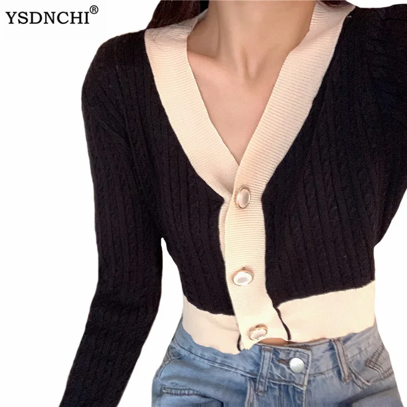 YSDNCHI Women Buttons Knitted Cropped Cardigan Female Black Deep V Neck Knitwear Spring Autumn White Loose Tops Short Sweaters
YSDNCHI Women Buttons Knitted Cropped Cardigan Female Black Deep V Neck Knitwear Spring Autumn White Loose Tops Short Sweaters