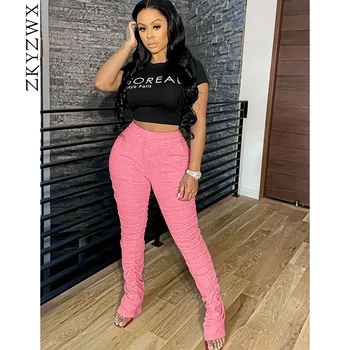 ZKYZWX Casual Stacked Leggings Women Elastic Sweatpants 2020 Fashion Plus Size High Waisted Ruched Bottom Pants Fitness Joggers
ZKYZWX Casual Stacked Leggings Women Elastic Sweatpants 2020 Fashion Plus Size High Waisted Ruched Bottom Pants Fitness Joggers