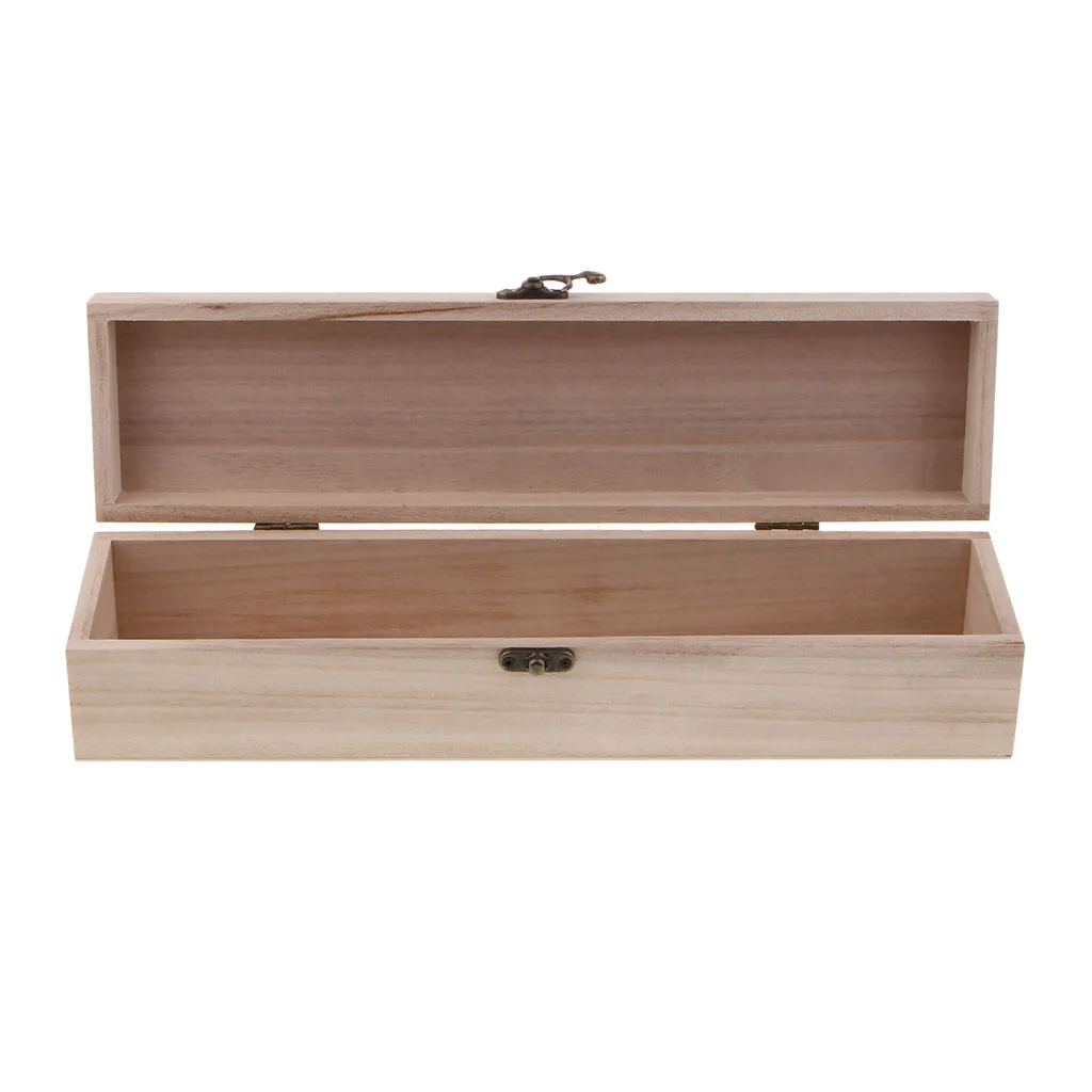 Unfinished Wooden Wine Box, Hinged with Clasp, One Size, Natural Wood Box for Painting, DIY Craft