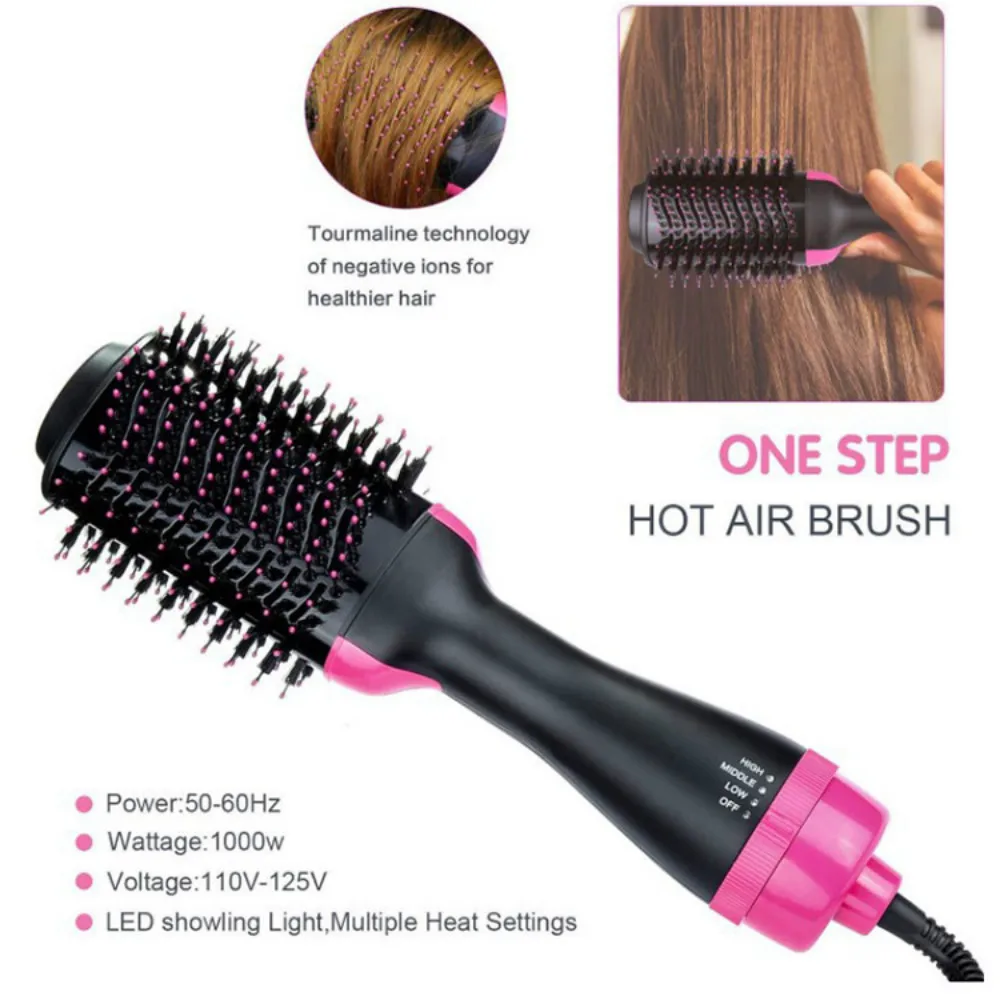 

2 in 1 Hot Air Comb Hair Blow Dry Brush Styler Straightener Wave Curler Roller Volumizer Dryer Style Iron Curling Negative Iron