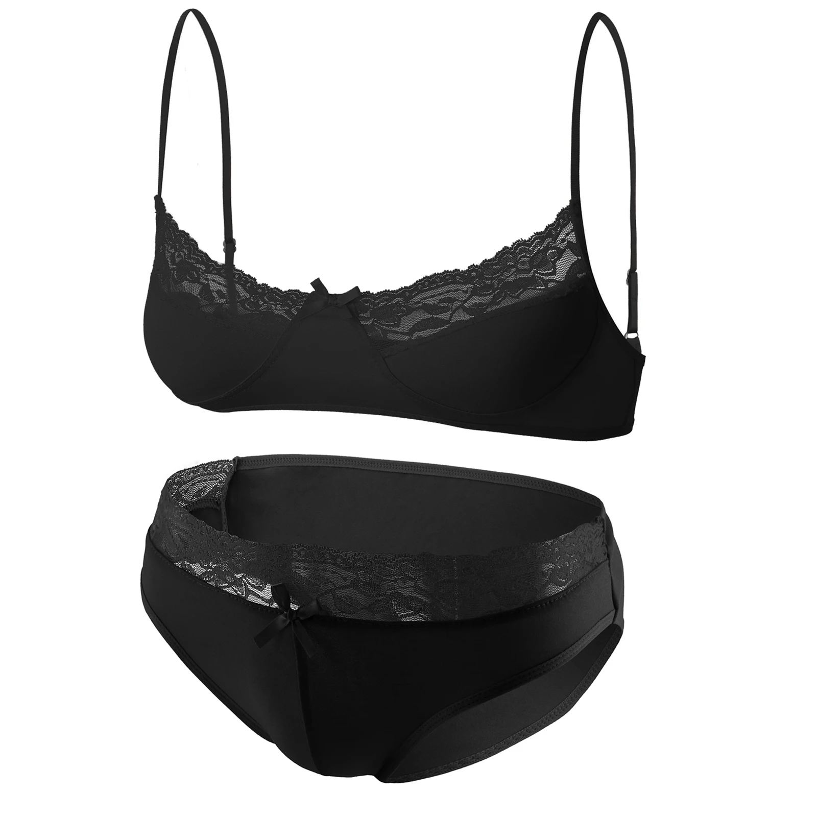 Mens Two-piece Lace Trim Lingerie Set Sissy Underwear Adjustable Spaghetti Strap Bra with Low Waist Briefs
Mens Two-piece Lace Trim Lingerie Set Sissy Underwear Adjustable Spaghetti Strap Bra with Low Waist Briefs