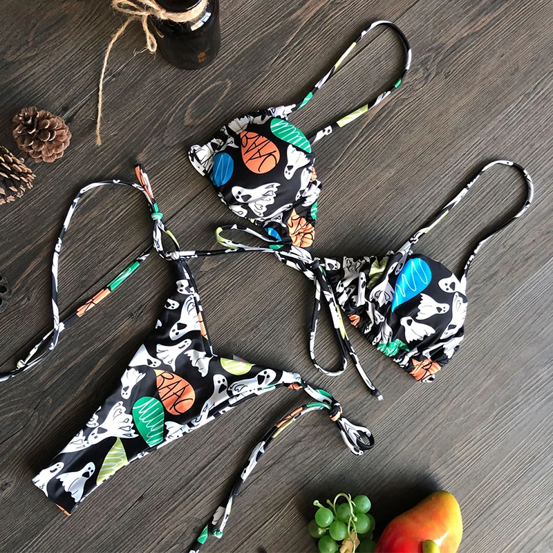 

Sexy print Bikini 2020 Hot Swimwear Women Swimsuit Biquini Strappy Push Up Bikinis Set Low Waist Bathing Suit Maillot De Bain