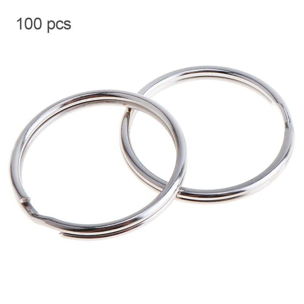 100 шт 20 мм классические круглые брелки кольцо железный обруч никелированный
