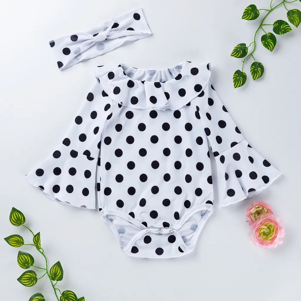 2020 Newborn Toddler Baby Girl Clothes Polka Dot Flare Sleeve Jumpsuit +hair Band Outfits Set Bodysuit Baby Spring Summer
2020 Newborn Toddler Baby Girl Clothes Polka Dot Flare Sleeve Jumpsuit +hair Band Outfits Set Bodysuit Baby Spring Summer