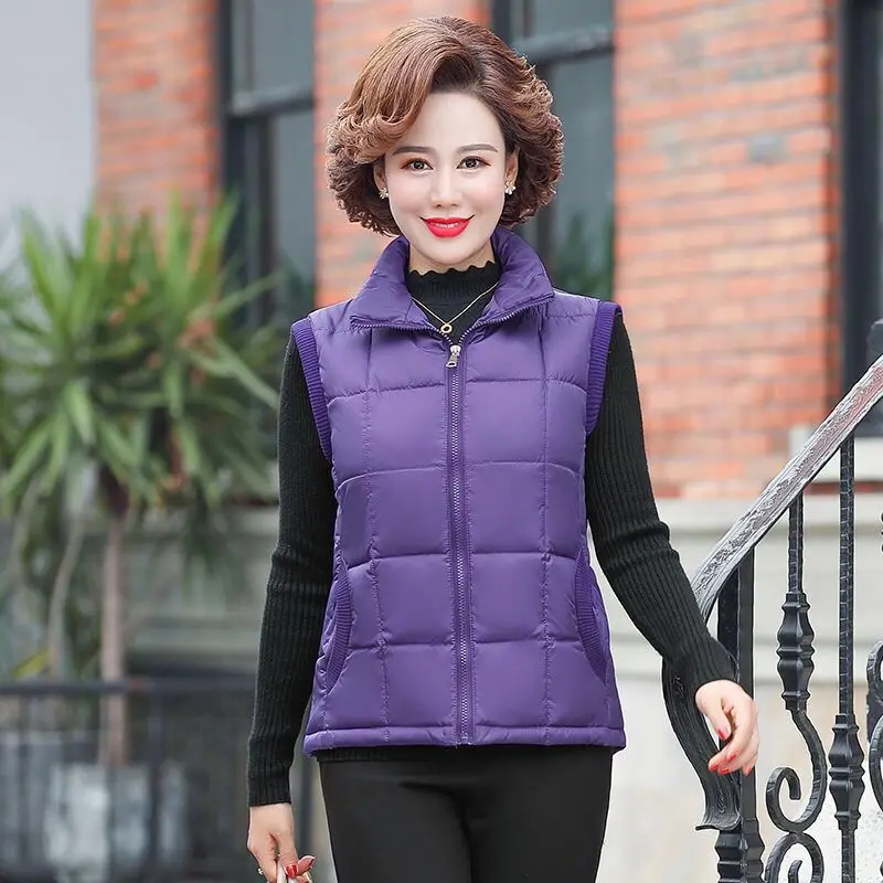 

Women Sleeveless Vest Winter Warm Plus Size 5XL Down Cotton Padded Jacket Female Veats Mandarin Collar Sleeveless Waistcoat