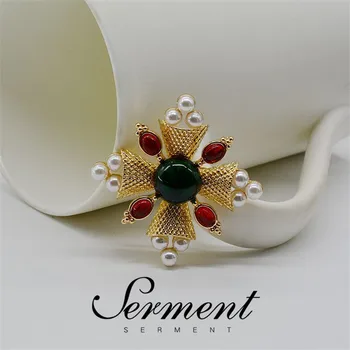 SERMENT New Engraved Cross Pearl Lapel Pins Ruby Retro Flower Brooches Girl Brooch Pin Jewelry Accessories for Women's Clothing
SERMENT New Engraved Cross Pearl Lapel Pins Ruby Retro Flower Brooches Girl Brooch Pin Jewelry Accessories for Women's Clothing