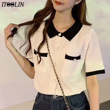 ITOOLIN Hong Kong Chic Summer Turn-down Collar Patchwork Short Sleeve Shirts Women Slim Fit Package Blouse Tops Female Shirts
ITOOLIN Hong Kong Chic Summer Turn-down Collar Patchwork Short Sleeve Shirts Women Slim Fit Package Blouse Tops Female Shirts