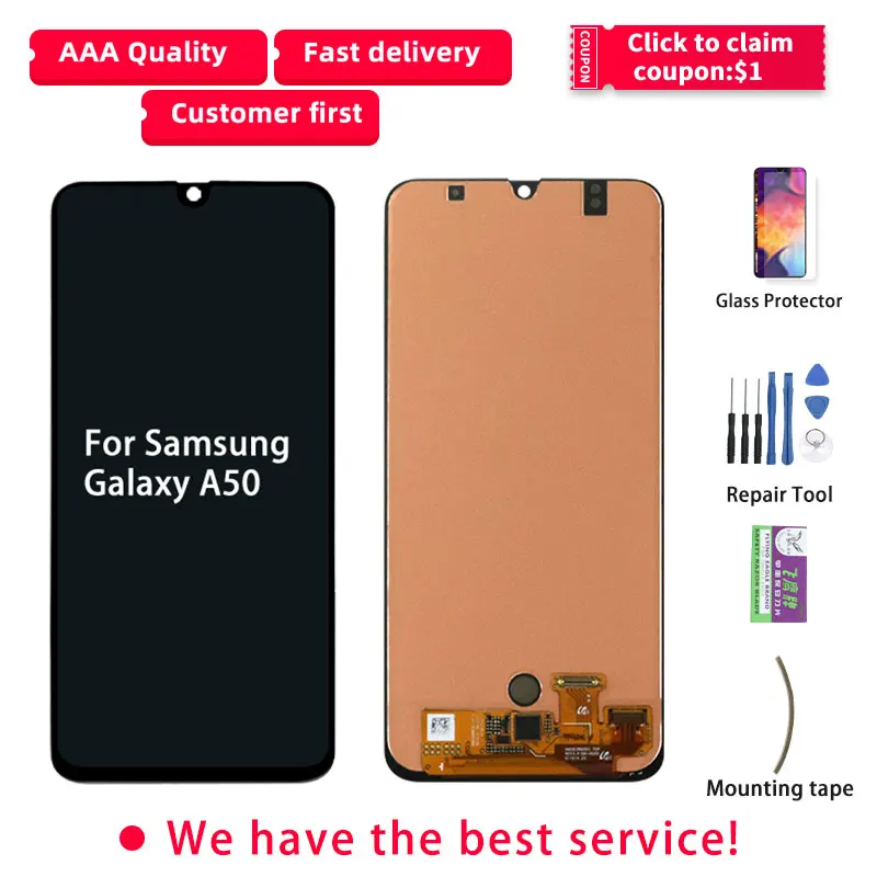 Display For SAMSUNG Galaxy A50 LCD Display OLED Touch Screen With Frame Digitizer Assembly A505F A505F A505FD A505A
Display For SAMSUNG Galaxy A50 LCD Display OLED Touch Screen With Frame Digitizer Assembly A505F A505F A505FD A505A
