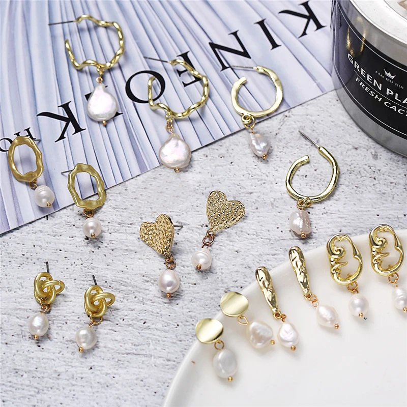 Фото New Trendy Irregular Minimalism Styles Beaded Simulated Pearl Earring For Women Girls 2020 Fashion Jewelry Drop Earrings | Украшения и