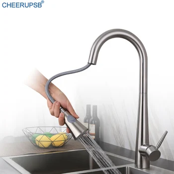 Kitchen Sink Pull Out Faucets Hot Cold Water Mixer Tap Deck Mount Column Sprayer Crane Stainless Steel Kitchen Faucet Swivel Tap 
Kitchen Sink Pull Out Faucets Hot Cold Water Mixer Tap Deck Mount Column Sprayer Crane Stainless Steel Kitchen Faucet Swivel Tap