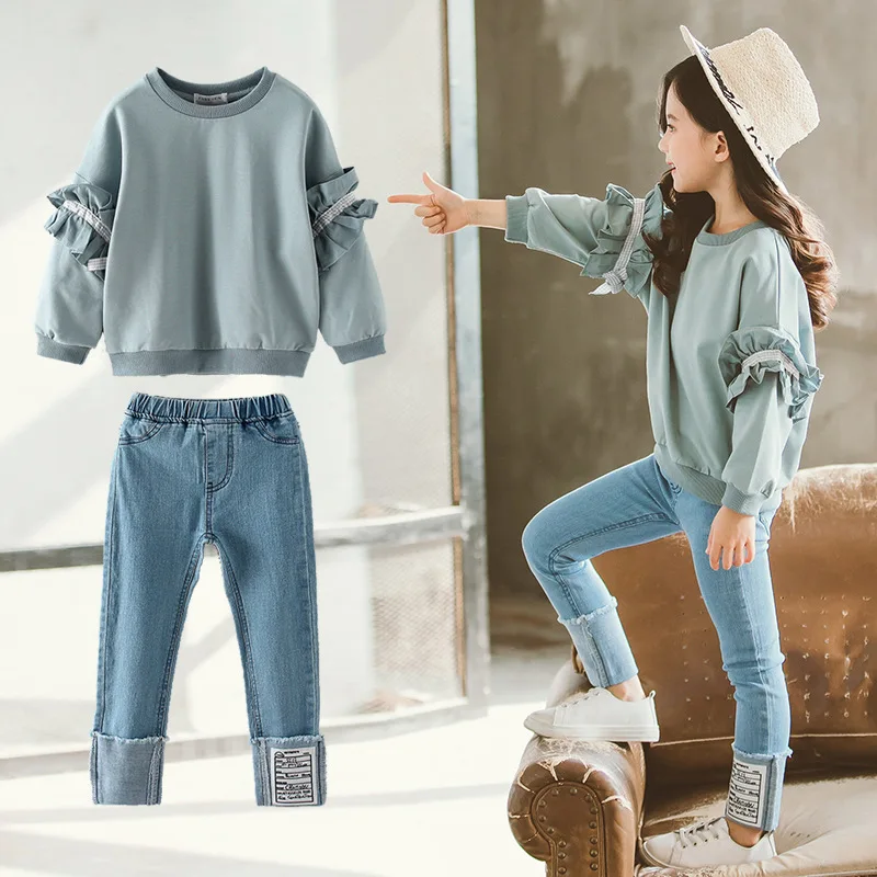 2019 Spring And Autumn Korean-style Set Girls Glorious Solid Color Cowboy Trousers Both Sets of Big Boy Western Style Childrensw
2019 Spring And Autumn Korean-style Set Girls Glorious Solid Color Cowboy Trousers Both Sets of Big Boy Western Style Childrensw