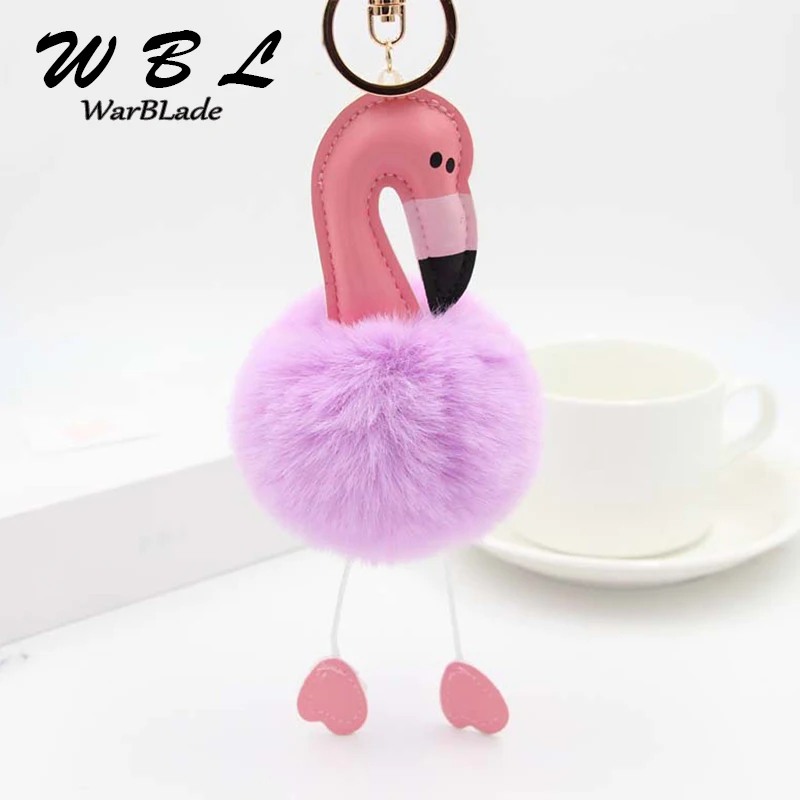 Фото WarBLade новый брелок с фламинго и помпоном пушистый искусственный - купить