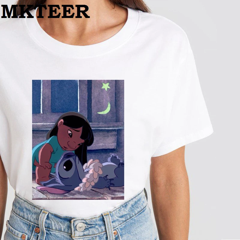 

Kawaii Lilo and Stitch Vogue Print Women's 2019 Fashion Tee Shirt Femme Harajuku T Shirt Summer Ulzzang Casual Tops&Tees