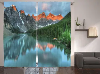 Landscape Curtains Morning Sunrise Moraine Lake in Banff National Park Snowy Peaks Living Room Bedroom Window Drapes Aqua Dark
Landscape Curtains Morning Sunrise Moraine Lake in Banff National Park Snowy Peaks Living Room Bedroom Window Drapes Aqua Dark
