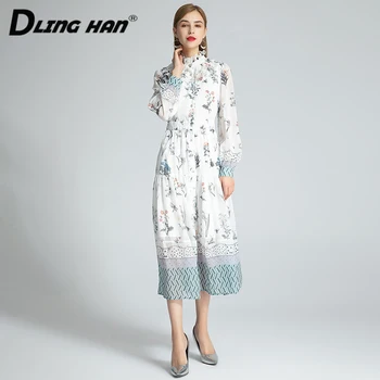 DLINGHAN Fashion Floral Print Midi Dress Women's Stand collar Ruffled Lantern Sleeve Vacation Dresses Designer Autumn New
DLINGHAN Fashion Floral Print Midi Dress Women's Stand collar Ruffled Lantern Sleeve Vacation Dresses Designer Autumn New