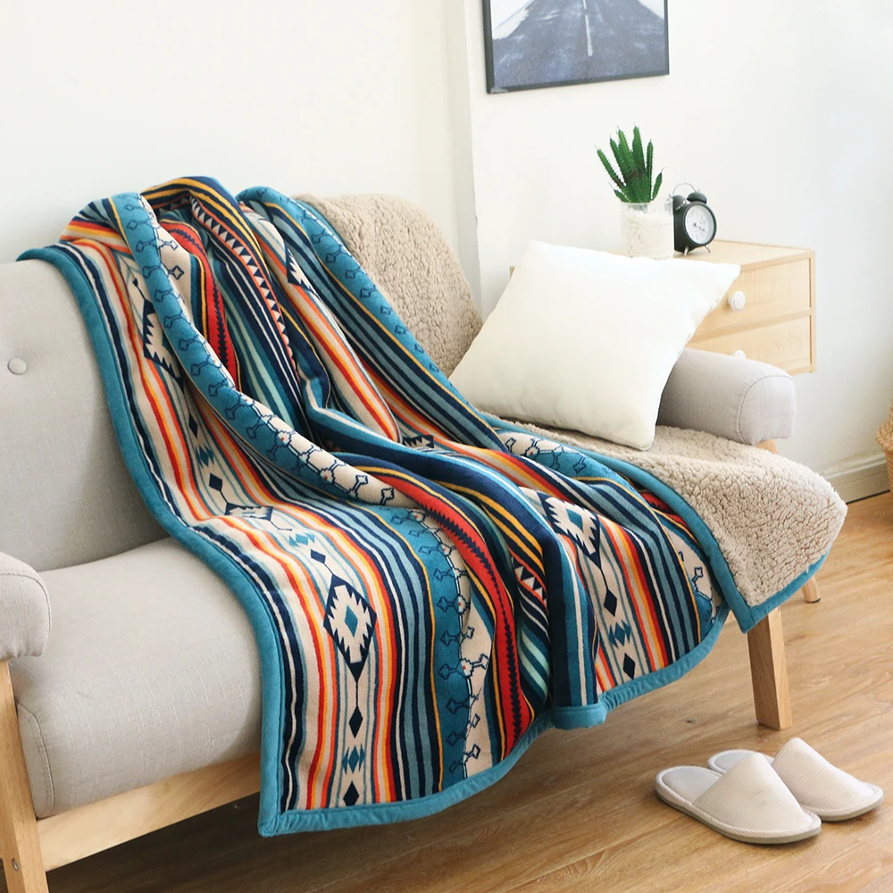 

New Soft Flannel blankets Fleece Sherpa Bohemian Couch Throw Blanket For Sofa Portable Car Travel Cover Blanket