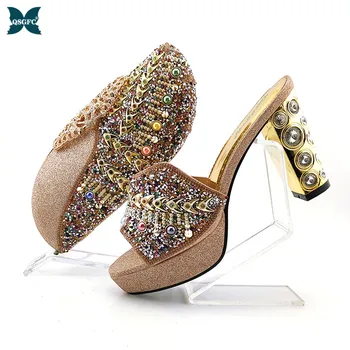 2020 Lastest Fashion Metal Fish Bone Style Ladies Shoes and Bag Set Decorated with Colorful Rhinestone in Peach Color For Party
2020 Lastest Fashion Metal Fish Bone Style Ladies Shoes and Bag Set Decorated with Colorful Rhinestone in Peach Color For Party