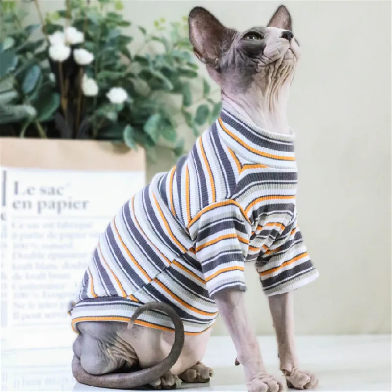Classic Stripe Cotton Cat Clothes Spring Summer Cat Dresses Sphynx Cat Apparel Hairless Cat Outfits
Classic Stripe Cotton Cat Clothes Spring Summer Cat Dresses Sphynx Cat Apparel Hairless Cat Outfits