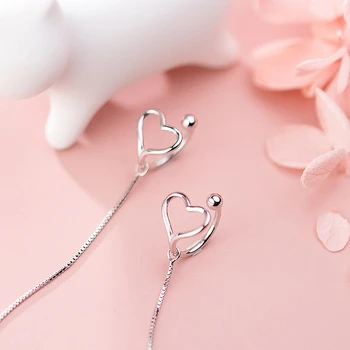 LISM 1 Pair Real Pure Heart Shape 925 Sterling Silver Clip on Earrings Ear Clip For Women Long Tassel Statement Earrings
LISM 1 Pair Real Pure Heart Shape 925 Sterling Silver Clip on Earrings Ear Clip For Women Long Tassel Statement Earrings