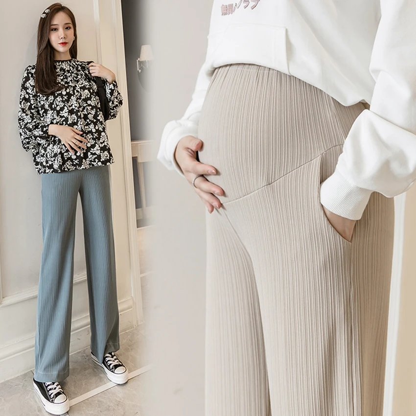 Pregnant women's wide-leg pants spring and autumn thickening pregnant women belly lift casual loose | Мать и ребенок