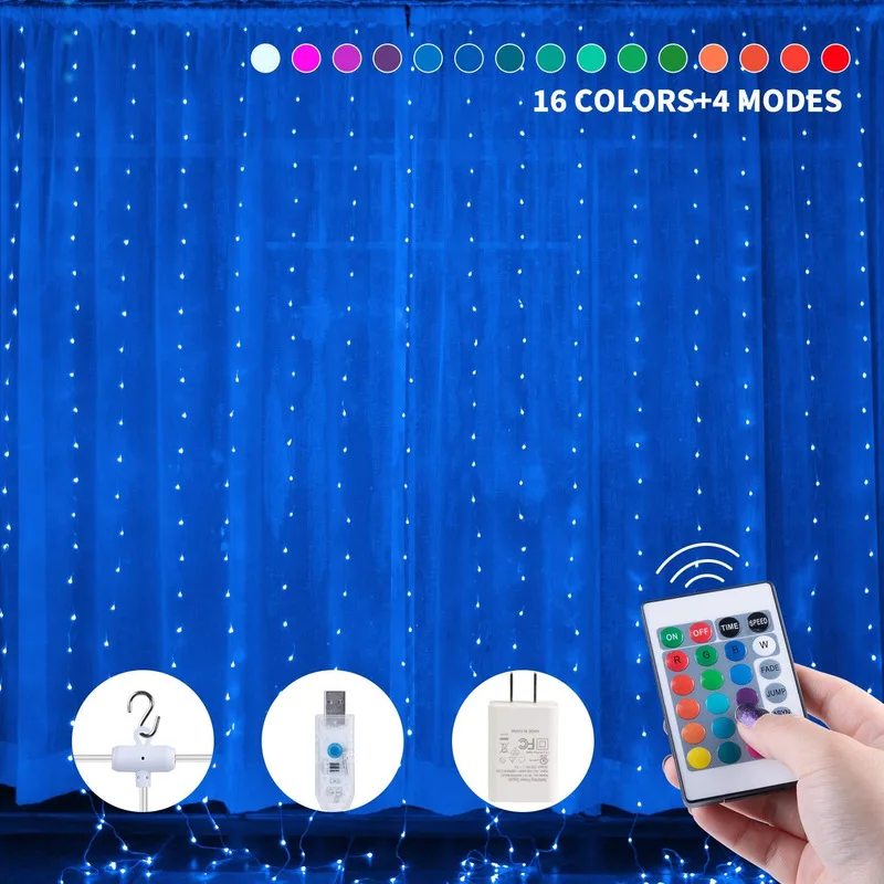 NEW 3*3m 300 RGB Led Curtain Lights Strings with USB Port Remote Control Decor Christmas Decorations 16 Color Fairy Tree Lights
NEW 3*3m 300 RGB Led Curtain Lights Strings with USB Port Remote Control Decor Christmas Decorations 16 Color Fairy Tree Lights