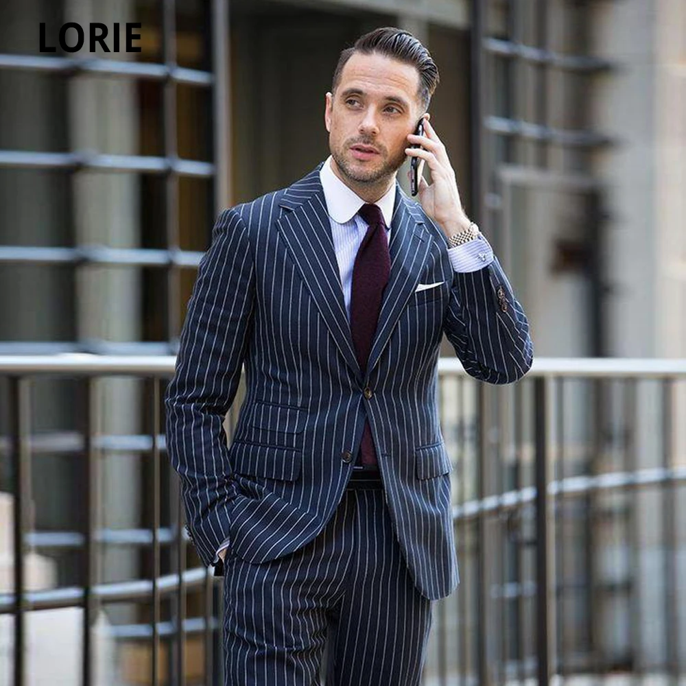 LORIE Navy Blue Stripe Business Man Suits 2020 Work Suit Groom Tuxedos Men Wedding Clothes Prom Party Formal Suits Custom Made
LORIE Navy Blue Stripe Business Man Suits 2020 Work Suit Groom Tuxedos Men Wedding Clothes Prom Party Formal Suits Custom Made