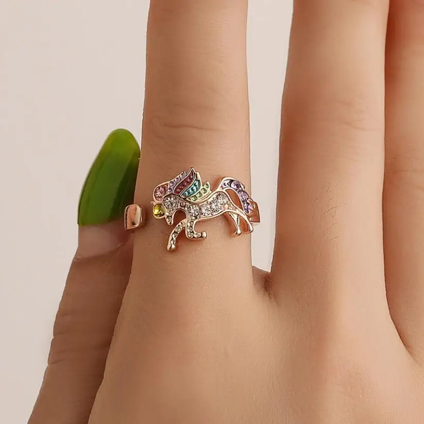 High Quality Adjustable Unicorn Ring Crystal Open Ring for Women 2019 Gold Silver Color Running Horse Ring Office Party Jewelry
High Quality Adjustable Unicorn Ring Crystal Open Ring for Women 2019 Gold Silver Color Running Horse Ring Office Party Jewelry