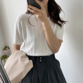 Fashion 2020 Summer New Women O Neck Short Sleeve Hollow Knitted T-shirt Female Casual Knitwear Tops 3 Colors
Fashion 2020 Summer New Women O Neck Short Sleeve Hollow Knitted T-shirt Female Casual Knitwear Tops 3 Colors