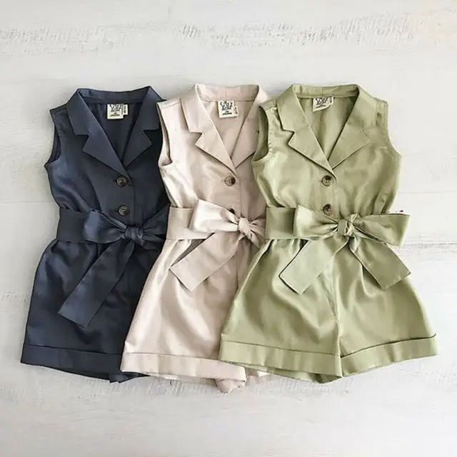 Combishort à nœud papillon pour petite fille, vêtements d'été à la mode pour enfants 1