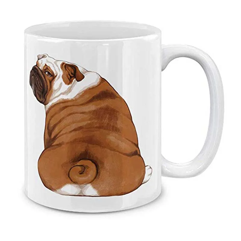 

Funny English Bulldog Look Back Ceramic Coffee Gift Mug Personality Tea Cup, 11 OZ