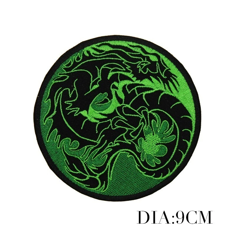 Изящные китайские нашивки с вышитым драконом креативная красная синяя зеленая